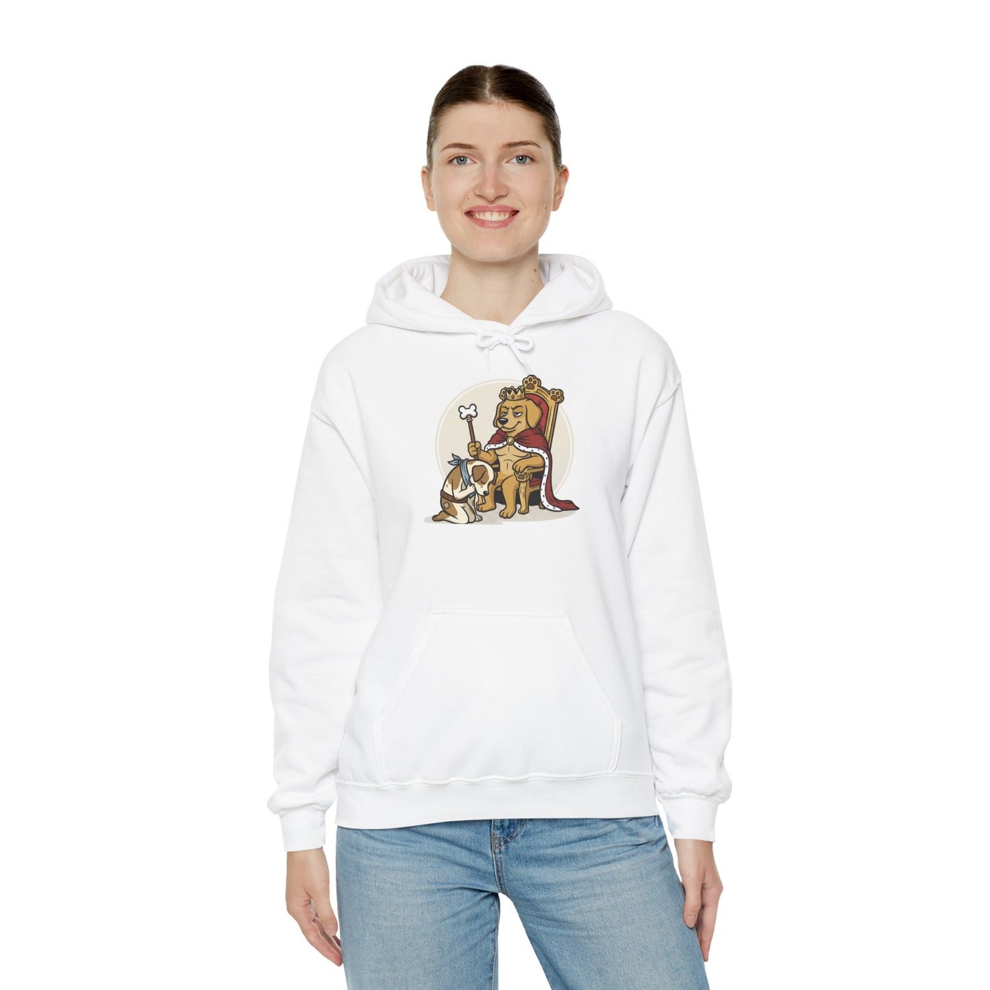 Hoodie — Funny Crowned Dog Throne Graphic Hoodie
