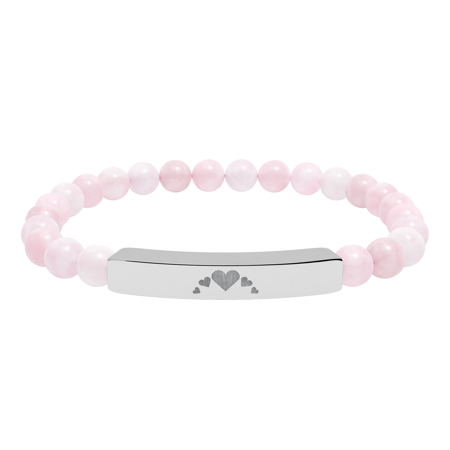 Engravable Heart graphics Natural Stone Bar Bracelet – Stretch Bead Jewelry with customizable design