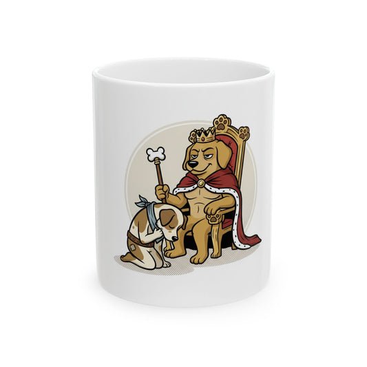 Ceramic Mug — 'Dog King' Illustration Coffee Mug (11oz & 15oz)