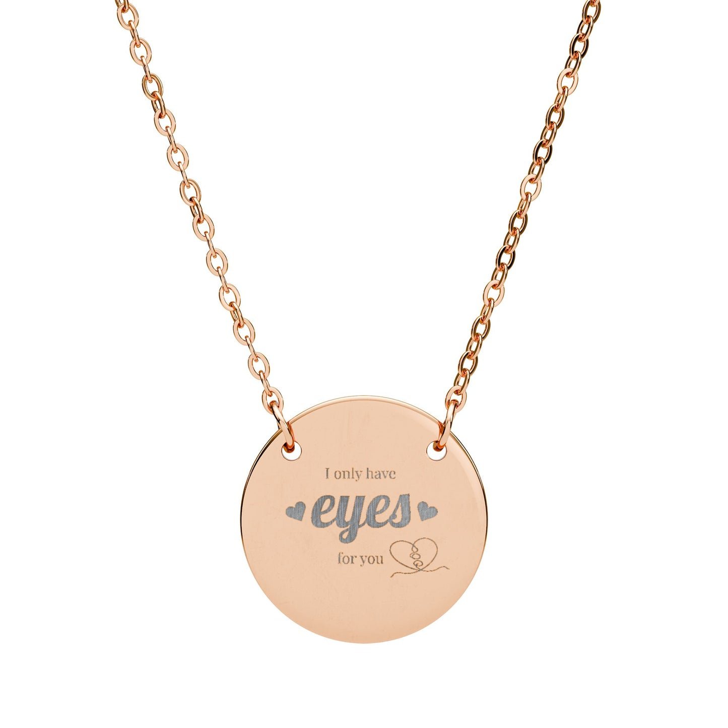 Engraved Circle Necklace — Personalized 'eyes' Disc Pendant