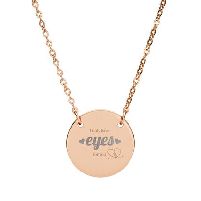 Engraved Circle Necklace — Personalized 'eyes' Disc Pendant